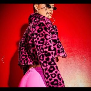 poster girl pink leopard print cropped jacket